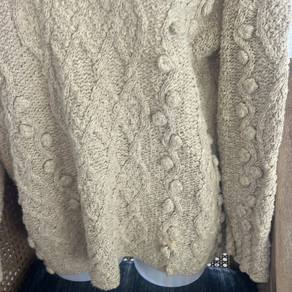 Quills Woolen Market Ireland hand diamond knit oatmeal colored fisherman… - Picture 5 of 13